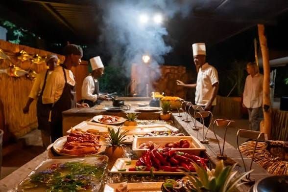 Boma-style dinner spread